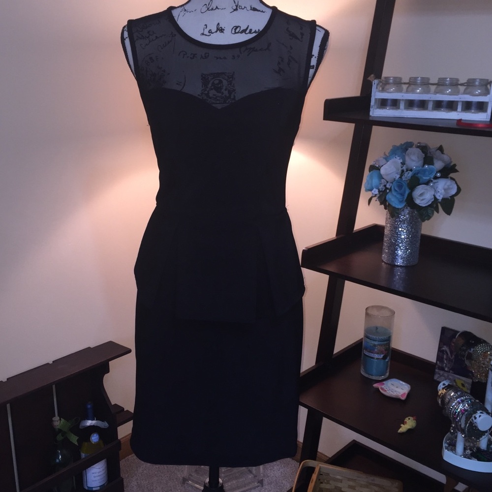 Black Mesh See Through Top tight peplum dress